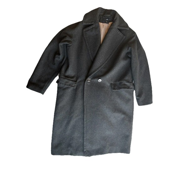 H&M Trench Coat Womens Size 4  Wool/polyester Blend Pockets Collared Long Sleeve - Picture 1 of 3